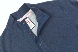 Relwen Pique Henley Pullover Sweater Mens Navy Blue Heather Pullover